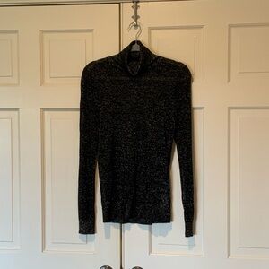 Black Sheer Long Sleeve Turtleneck Top